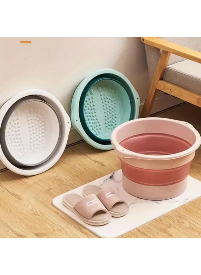 Pink Foldable Foot Basin Portable Thickened Soaking Tub With Sole Massager - Image 1